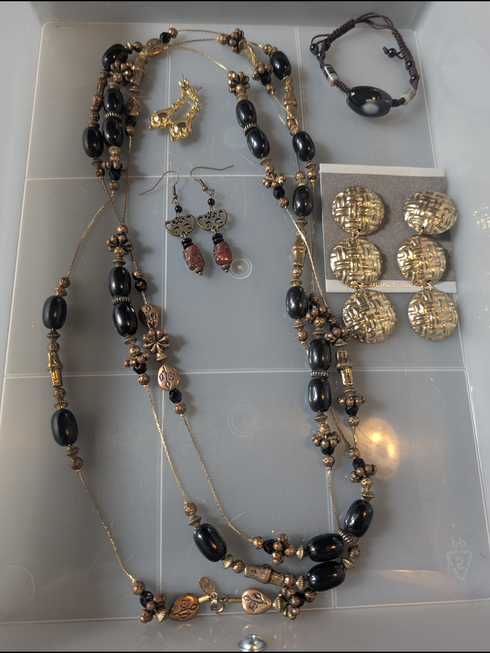 Gold & Black Beaded Multi-Strand Necklace - Women Jewelry